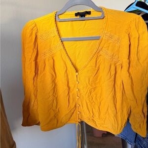Forever 21 Mustard V-Neck Blouse